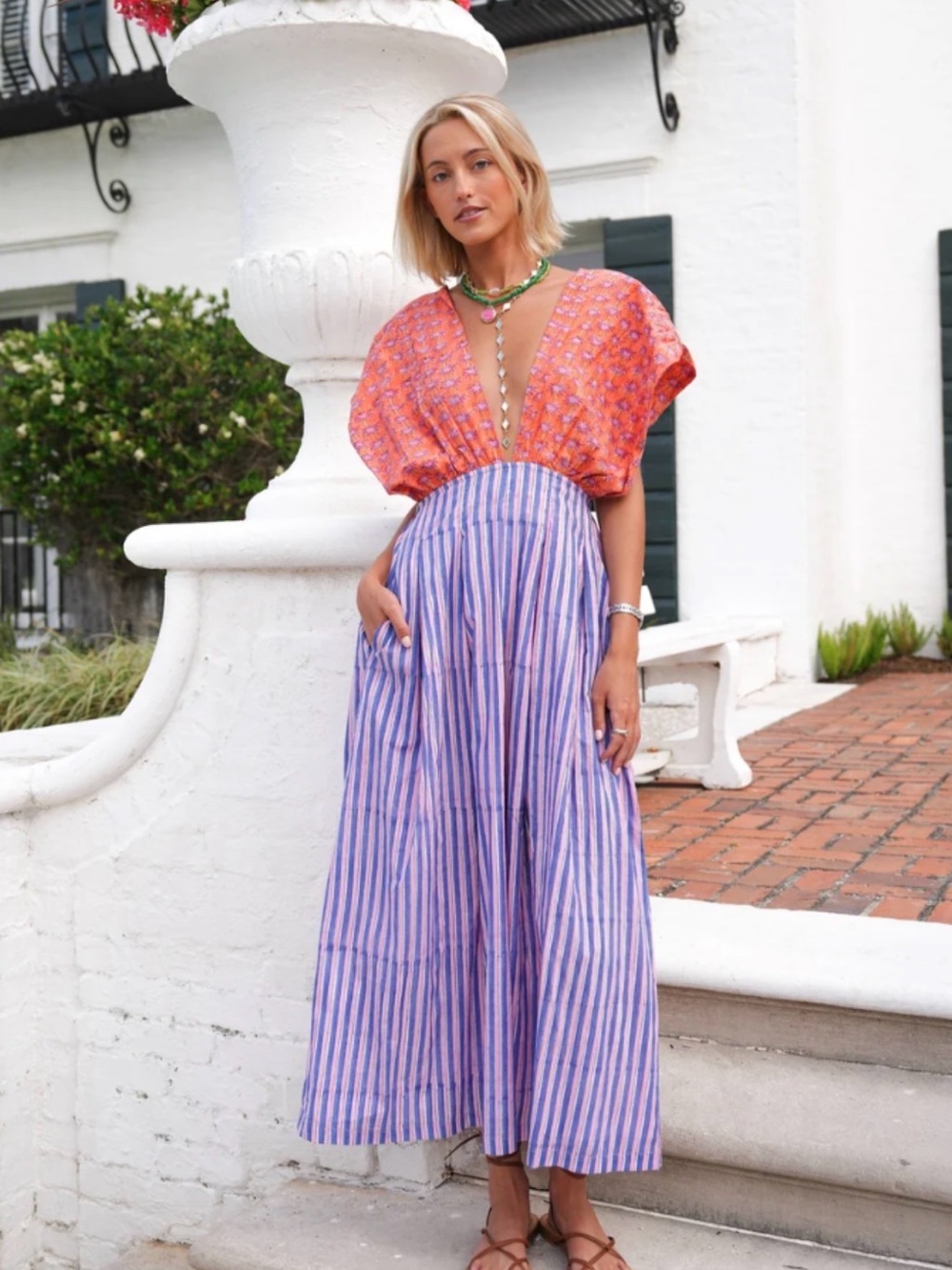 Hollis Halter Dress - Berry stripe